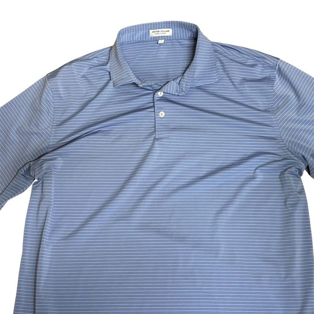 Peter Millar‎ Men's XL Summer Comfort Polo Shirt Island Blue Striped - Picture 3 of 6